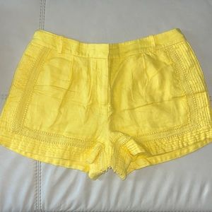 J Crew Size 12 Yellow Linen Shorts